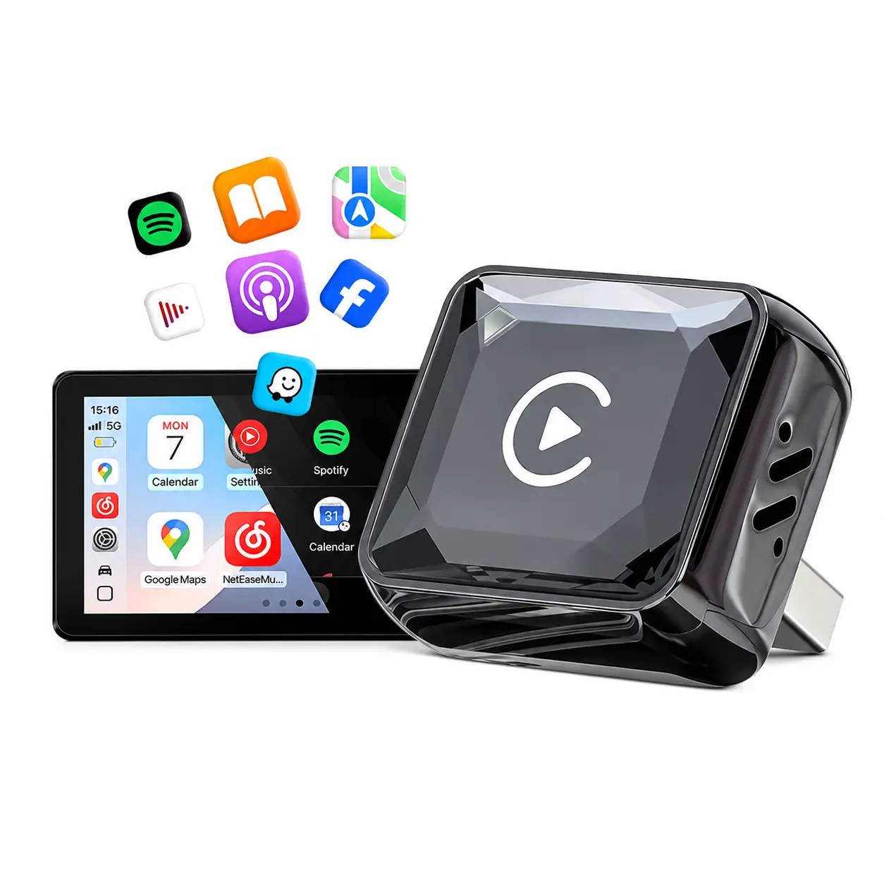 [Summervibes] 2026 Diamond Edition Dual System Wireless CarPlay Adapter, 2-in-1 Android Auto & Media Adapter, Fast Autoconnect, Seamless Navigation, Music, Calls, Plug-n-Play, Easy Setup, for Factory Cars Wireless CarPlay Car Video Players, Carplay Media