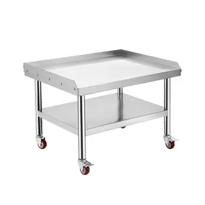 Stainless Steel Work Table with Wheels – 36x28 Inch, 1000 lbs Capacity, Adjustable Shelves & Legs, Commercial Kitchen Prep Station and Grill Stand for Restaurant/Home Equipment Storage