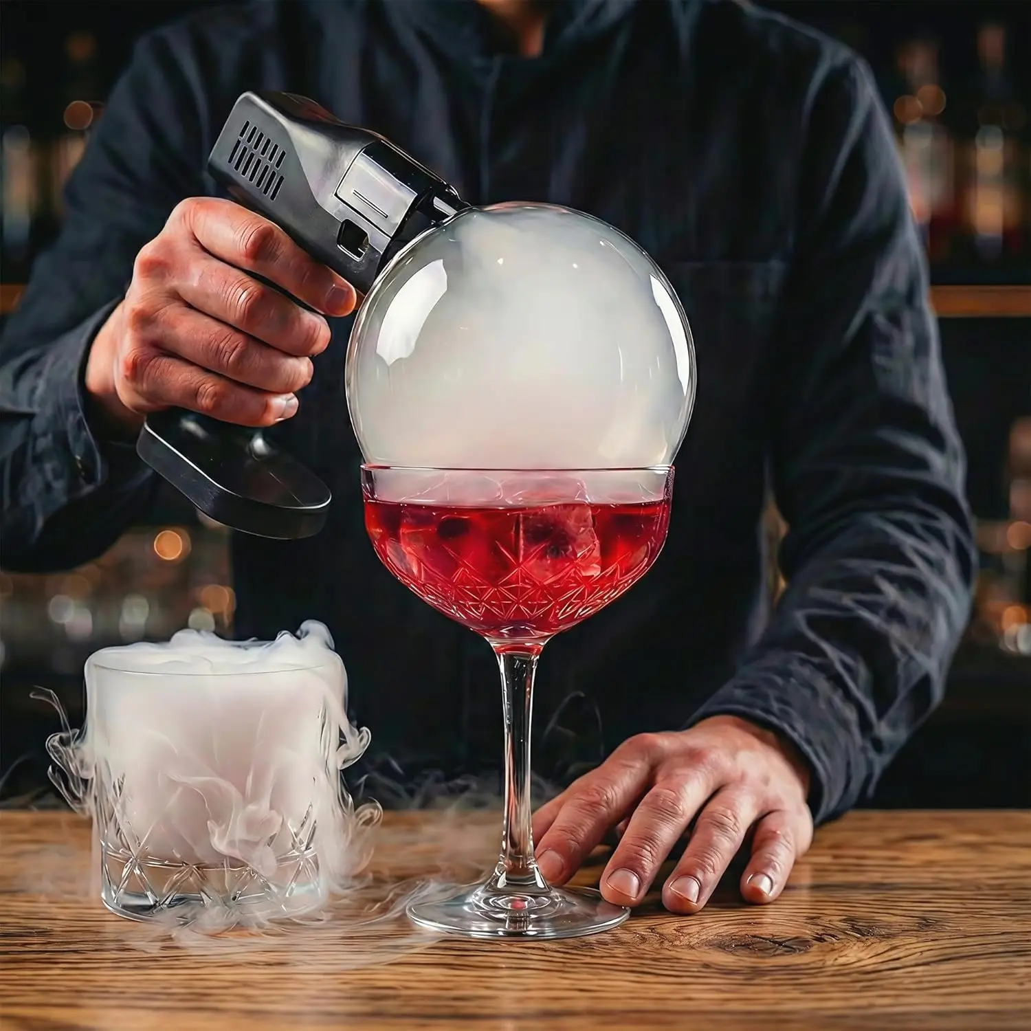 LWRT Cocktail Bubble Smoke Gun - Adds Flavor & Visual Effect to Drinks & Food, Dual Modes, Color Display, Rechargeable 5000mAh, Ideal for Home, Bars, Parties & Gifts