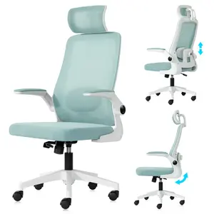 SpineSupport Lab Ergonomic Office Chair with Lumbar Support - Adjustable Mesh Computer Chair for Home Office, Gaming & Work, High Back Executive Chair with Headrest, Flip-Up Armrests, Breathable & Swivel