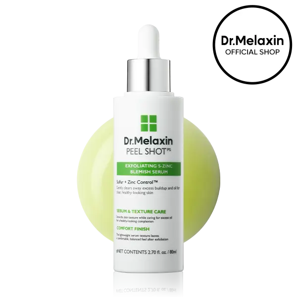 [Dr.Melaxin Official] Peel Shot Exfoliating S-ZINC Blemish Serum 80ml, Daily Peeling Serum for Oily & Acne-Prone Skin, AHA BHA PHA, Sebum & Pore Control