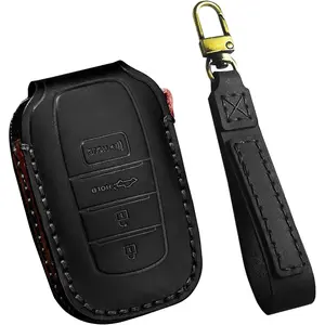 Key Fob Cover for Toyota Tundra Accessories 2025 2022-2024 Sequoia 2023-2025 Venza 2021-2023 Camry 2025 Grand Highlander Tacoma 2024 Key Case Shell Protect Key Decoration Cover (Black Stitch)