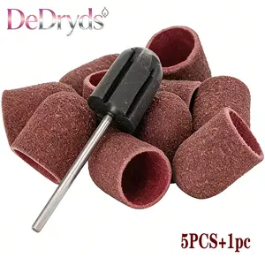 5pcs Nail Drill Sanding Bands with 1pc Sanding Shaft, Mini Unscented Nail Drill Bits, Manicure Pedicure Tools for Salon and Home Use
