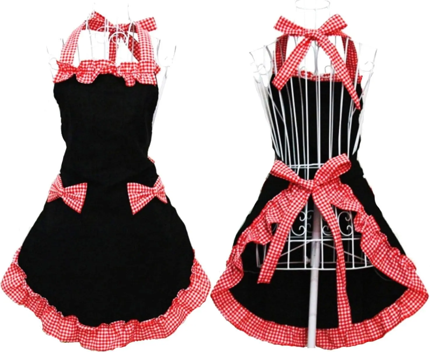 Lovely Vintage Ladies Kitchen Apron with Pockets - Cute Retro Flirty Design for Women and Girls