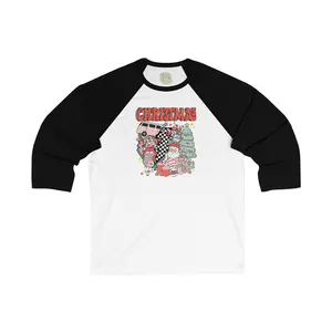 Retro Christmas Raglan T Shirt - Christmas Time Shirt - 3/4 Sleeve Shirt - Vintage Christmas Apparel