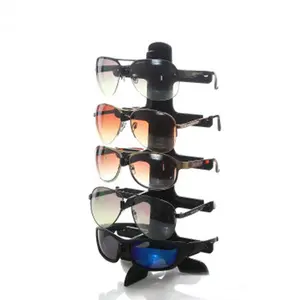 Eyeglasses Sunglasses Display Stand Holder Organizer for 5 Glasses, Colored Transparent Lightweight Plastic Storage Case, Show Rack for Home & Office