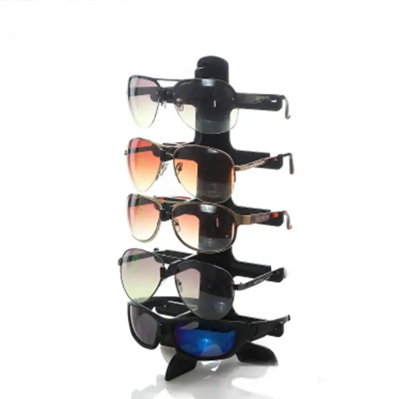 Eyeglasses Sunglasses Display Stand Holder Organizer for 5 Glasses, Colored Transparent Lightweight Plastic Storage Case, Show Rack for Home & Office, Display Storage Unit