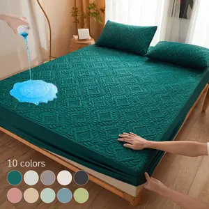 Waterproof Mattress Cover Set, 3 Counts/set Including 1 Count Waterproof Washable Fitted Sheet & 2 Counts Pillowcase, Soft Comfortable Breathable Bedding Set for Bedroom, Durable Bedding Accessories, Breathable Durable Sheets, Silky Fitted Sheet