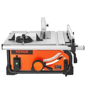 VEVOR Table Saw for Jobsite 10-inch 15-Amp 25-in Max Rip Capacity 4500RPM 40T Blade Portable Compact with Sliding Miter Gauge for DIY Woodworking and Furniture Making