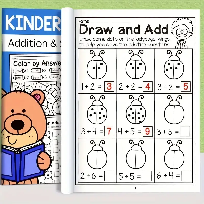 Daily Addition Subtraction Practice Book for Kinder Kids, Math Drill Sheets, Arithmetic Exercises for Ages 6-8, Fun Learning Workbook for Early Learners, Learning Activities, Teaching Aids, Math Skills