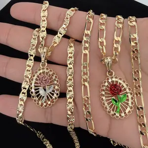 Rose Flower Necklace 14k Gold Plated No Fade