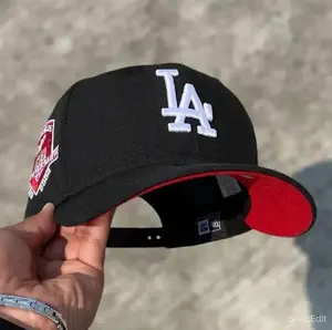 Black Los Angeles Dodgers 9FORTY Snapback Hat, White Embroidered LA Logo & Red Undervisor, 50th Anniversary Stadium Side Patc