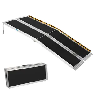 Portable Wheelchair Ramp 8FT, Non-Slip Aluminum Folding Handicap Ramp, Door Threshold Wheelchair Ramps Aluminum Ramp with Non-Skid Surface & Reflective Strips
