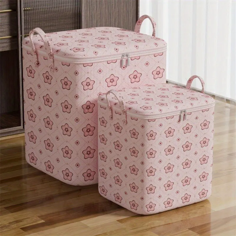 2pcs Foldable Closet Storage Bags, Extra Large Non-Woven Moving Collapsible Storage Bags, Portable Space-Saving Containers for Bedroom Clothes Bedding Pillows