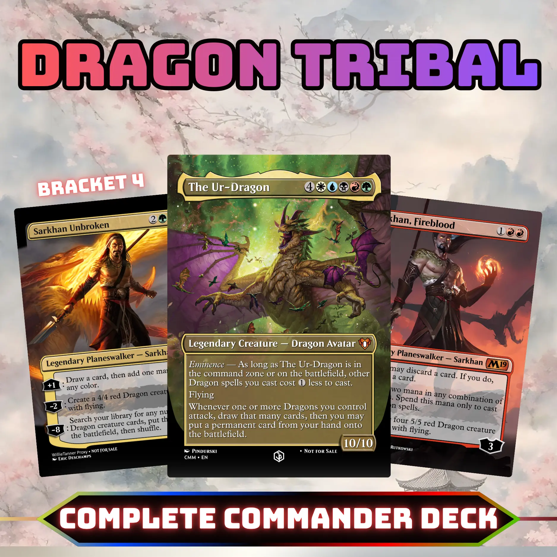 Dragon Tribal Commander Style Deck | 100 Cards + Tokens | Custom Proxy Cards