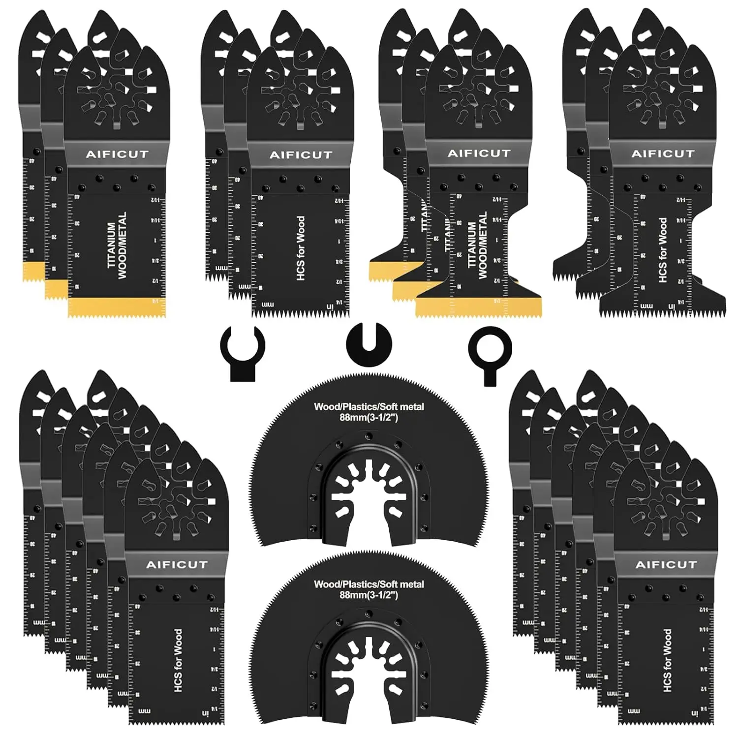 26pcs Oscillating Saw Blades Titanium Multitool Blades for Wood Plastics Metal oscillating Tool Blades Kits Fit Most Models