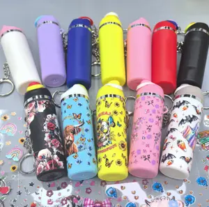 38pcs New Style Mini Tumbler Keychains Cartoon Wraps Set---for Cup Keychains Accessories, Cute Charms for Handbags and Backpack DIY Gift Cup Sticker Gift