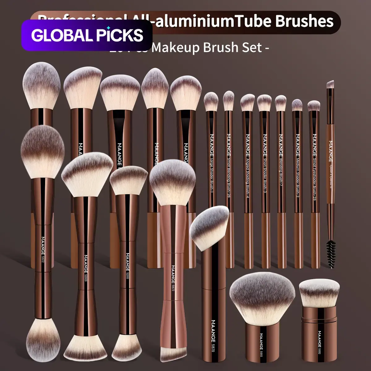 MAANGE Professional Makeup Brush Set, 20pcs/Set Cosmetic Brushes with Soft Bristles & Comfortable Handle, Multifunctional Tools for Women & Girls #GLOBAL PICKS