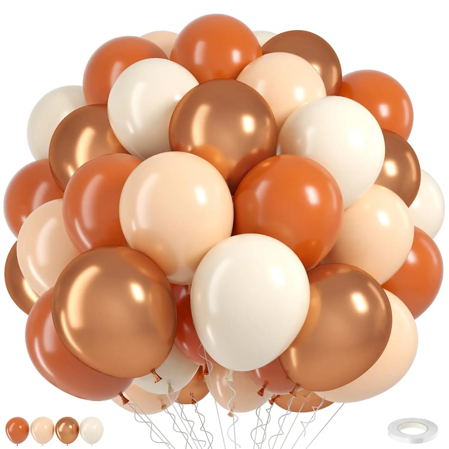 Burnt Orange Gold Balloon Set 55pcs Metallic Copper Sand White Fall Wedding Party Decor