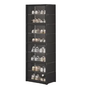 9-Tier 18 Pair Narrow Shoes Shelf Cabinet Holds 18 Pairs Vertical Narrow Shoe Rack Organizer with Clear Cover Sneaker Rack Organizer Shoes Cabinet Closed Shelves for Entryway Bedroom and Hallway