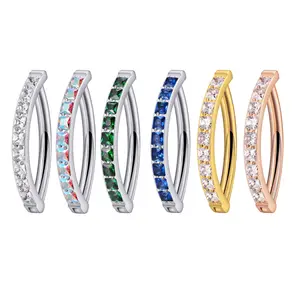 Titanium Square Gem Hinged Belly Button Ring