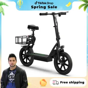 SummerVibes AOPO Adult Electric Scooter with Seat Pet-Friendly Foldable Portable Scooter 22 mph Top Speed 500W Motor 14-inch Tires 48V Battery 20-27 Miles Range LCD Display