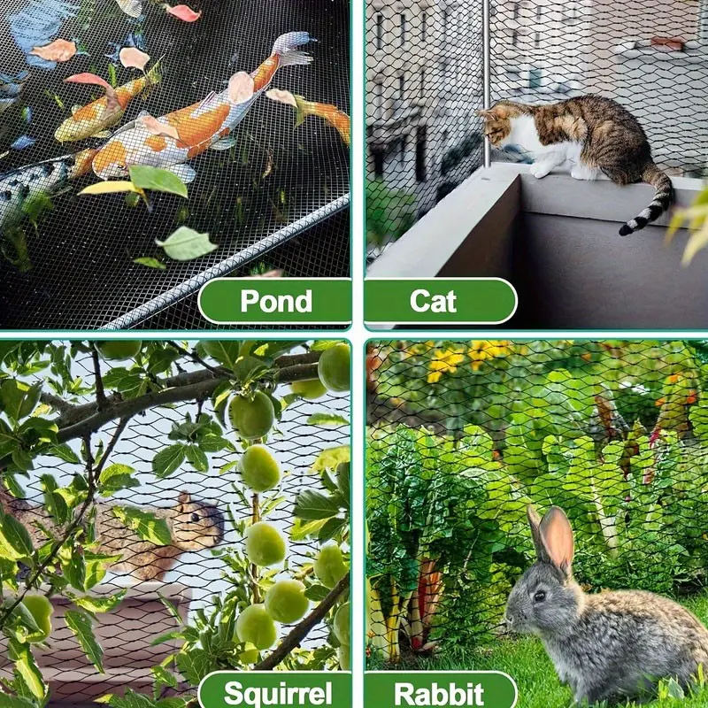 Thick Pet Protection Net, Large Mesh Breathable Reusable Vegetable Fruit Plant Guard, Durable Animal Proof Pond Garden Net, Easy Install Yard Gift2*10m/4*12m, Mesh Holes
