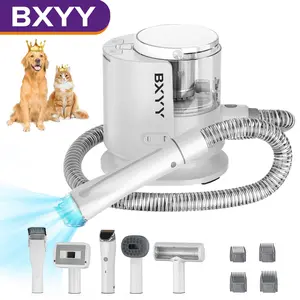 BXYY Dog Grooming Kit & Vacuum Suction 99% Pet Hair, 1.5L Dust Cup Dog Hair Vacuum, Dog grooming clippers with 6 Pet Grooming Tools, Brush for Shedding Dogs Cats and Other Animals (A-White)