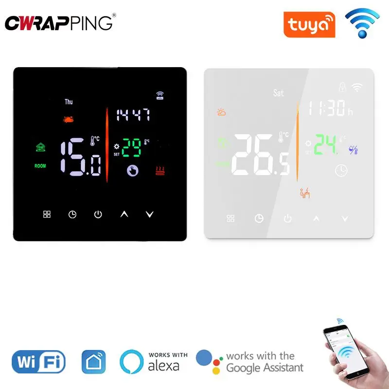 Smart WiFi Thermostat Hygrometer with Child Lock for Water Floor Heating Energy Saving Temperature Control System Home Apartment for your cars