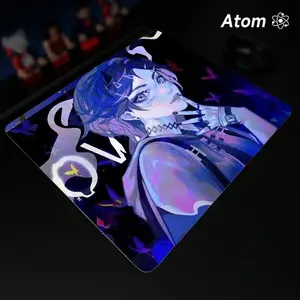 ATOM Mouse Pad  Anime Character Tempered Glass Mouse Pad, Laser Engraved Photovoltaic Glass, Super Slip Surface, Non-slip Honeycomb Base FPS Gaming Mouse Pad, Anime Mousepad