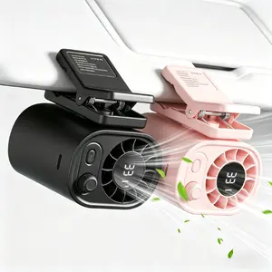 Joytutus Father's Day Gift Portable Car LCD Clip Personal Fan - 360° Rotatable, 100-Speed Wind, 12V USB Rechargeable 1800mAh Battery-Powered Portable Fan, Low Noise, Clamp-Anywhere, Black (for Cars),summerwins