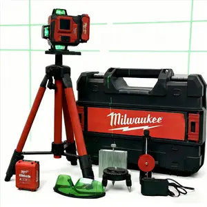 Milwaukee 16-Line Green Beam Self-Leveling Cross Line Level Kit with Protective Case and LCD Display for Construction, Framing and Home Decor - One-Key Auto Leveling, Manual Mode for Angles