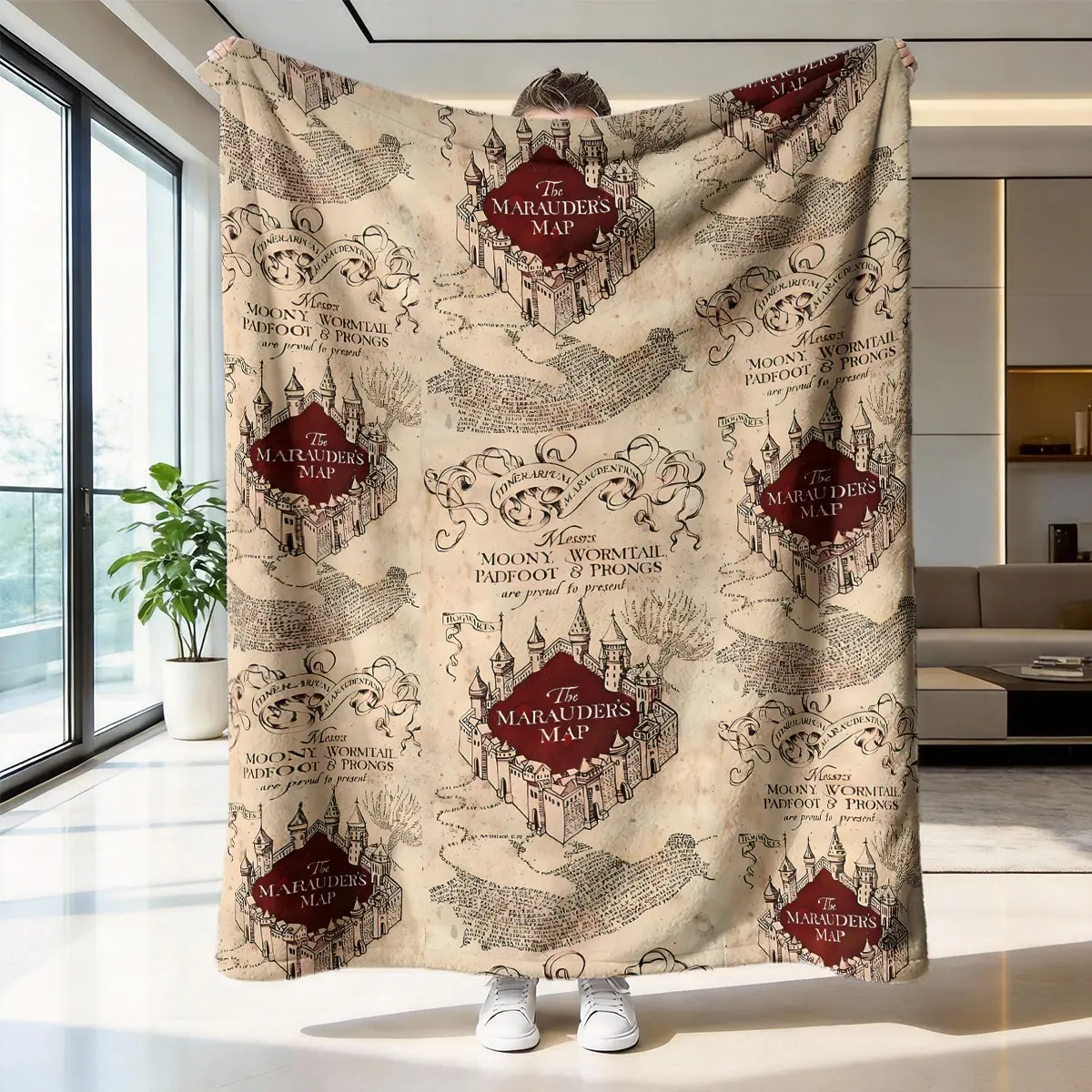 Harry Potter Map Theme Blanket, Soft Flannel Throw, Cozy, Warm and Durable, Perfect Gift for Fans, Home Decor, Christmas Present, Blanket Gifts, Throw Blankets