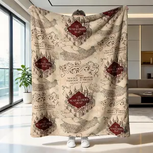 Harry Potter Map Theme Blanket, Soft Flannel Throw, Cozy, Warm and Durable, Perfect Gift for Fans, Home Decor, Christmas Present