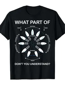Men'S Funny Nautical Sailing T-Shirt| What Part Of Don'T You Understand Sailboat Design, Breathable Maritime Apparel, Casual Crew Neck, Short Sleeve, Suitable For Spring And Summer, Comfortable Soft Fabric, Vintage Style