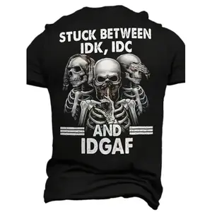 Skull and lettering 3D printed men's comfortable and chic T-shirt, graphic short-sleeved T-shirt men's summer outdoor clothing, men's clothing, men's tops