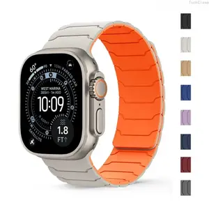 2-Pack Magnetic Silicone Apple Watch Bands, Adjustable Straps for Ultra 2/3, SE & Series 8–11 (38–49mm), Comfortable Lightweight Replacement for Everyday & Spring Wear