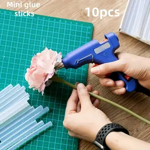 High-Stick Hot Melt Glue Sticks Pack of 10, Size 0.27x3.93 Inches, Compatible with Most Hot Glue Guns, Ideal for Art Crafts DIY Projects