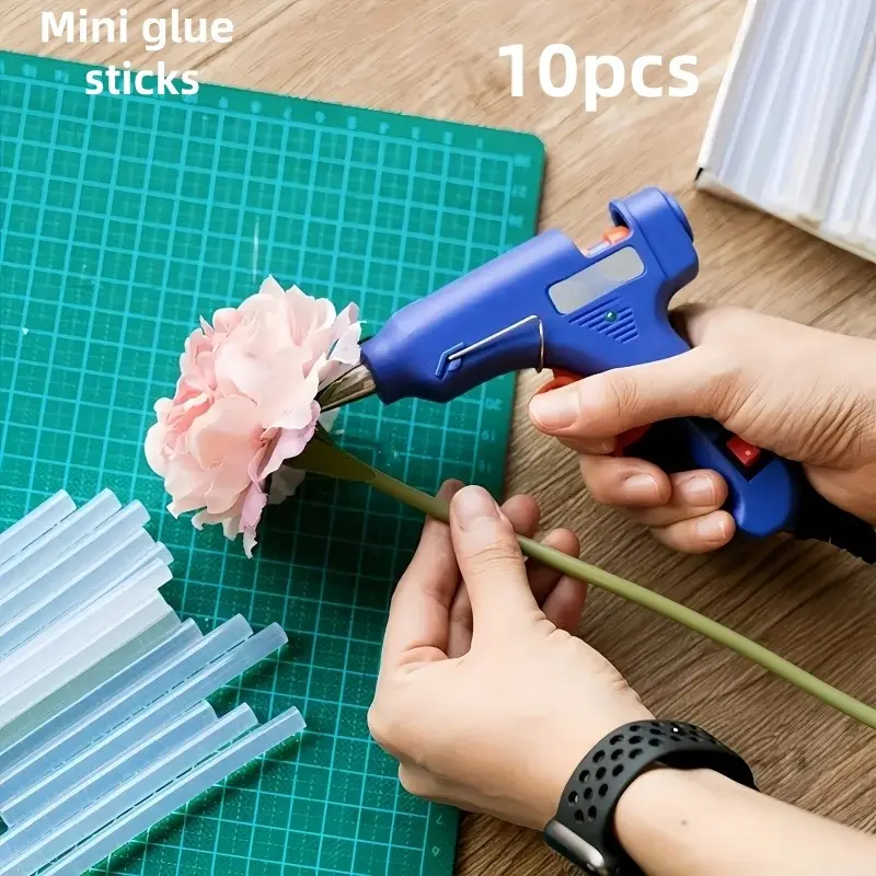 High-Stick Hot Melt Mini Glue Sticks Pack of 10, Size 0.27x3.93 Inches, Compatible with Most Hot Glue Guns, Versatile Ideal for Art Crafts DIY Projects