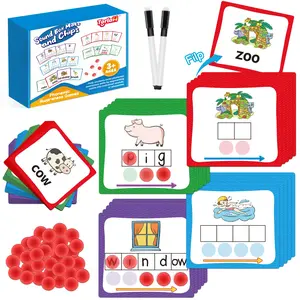 Elkonin Boxes Phonemic Awareness Phonics Games, Reading Spelling Sound homeschooling Manipulatives Sight Word Flash Cards