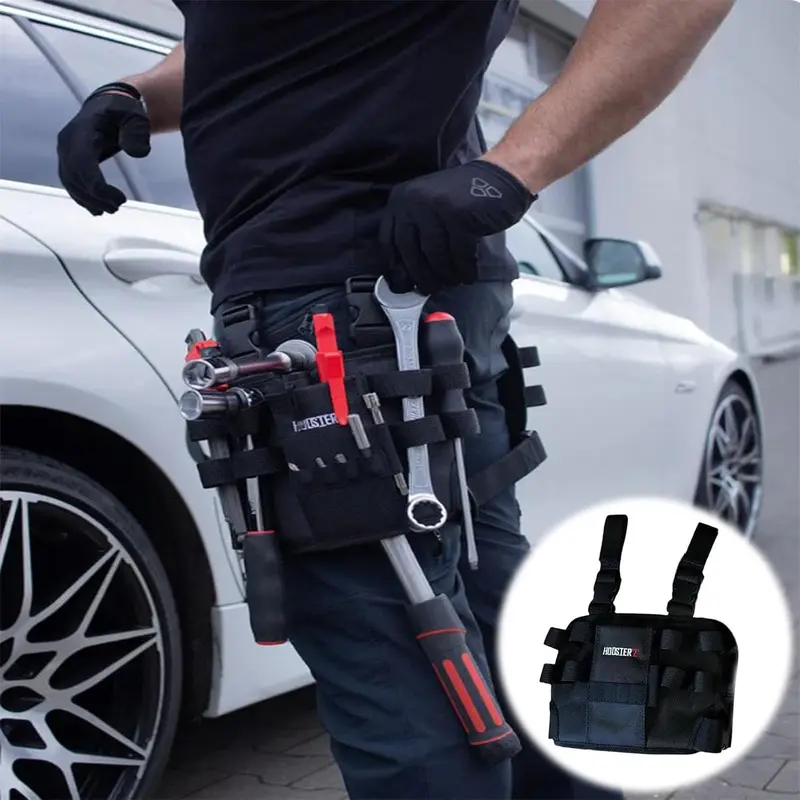 Holster Z 2.0 Tool Bag - Sturdy Adjustable Lightweight 600D Oxford Wear-Resistant Storage Kit, Work Accessories for Electricians, Belt Clip-Leg-Worn, Room for Hammers & Bits, Easy to Carry, Compact Stylish, Frees Hands, Slips into Tight Spaces