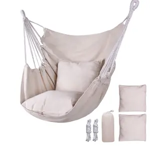TANLOOK woven hanging hammock chair swing, max 300 lbs weight capacity, includes 2 cushions and a storage pocket, indoor and outdoor hanging chair, comfortable and cozy.