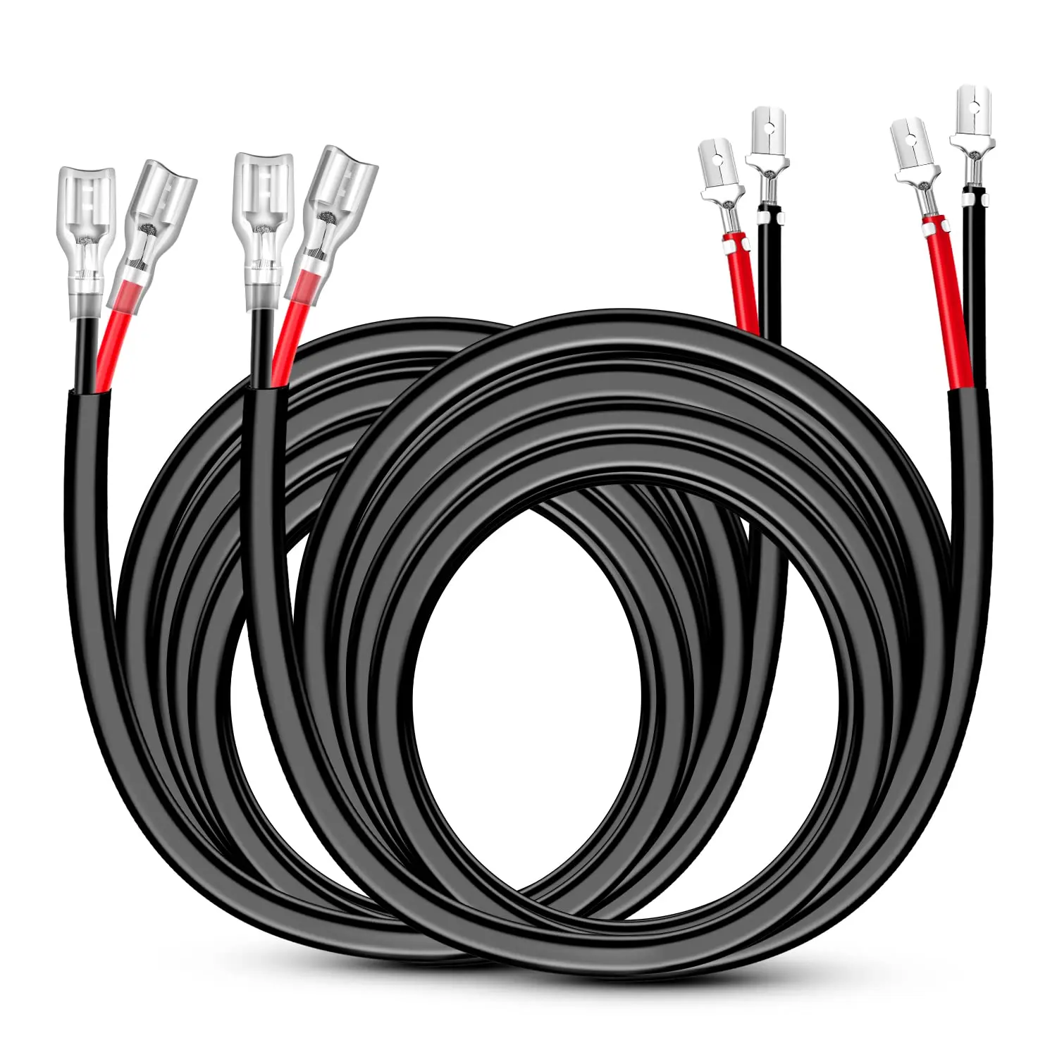 Nilight 2PCS 12 AWG 10-ft Rubber Wiring Harness Extension Kit - Compatible with LED Light Bars for Off-Road Cars, Boats
