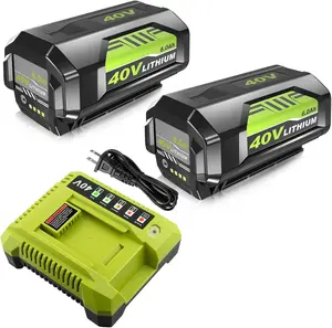 Upgraded 40 Volt 6000mAh Lithium ion Battery  Replacement for Ryobi 40V Batteries and Charger Combo OP400 OP401 OP403A OP4060 OP4050 OP4040 OP40601 Compatible with Ryobi 40 Volt Power Tools
