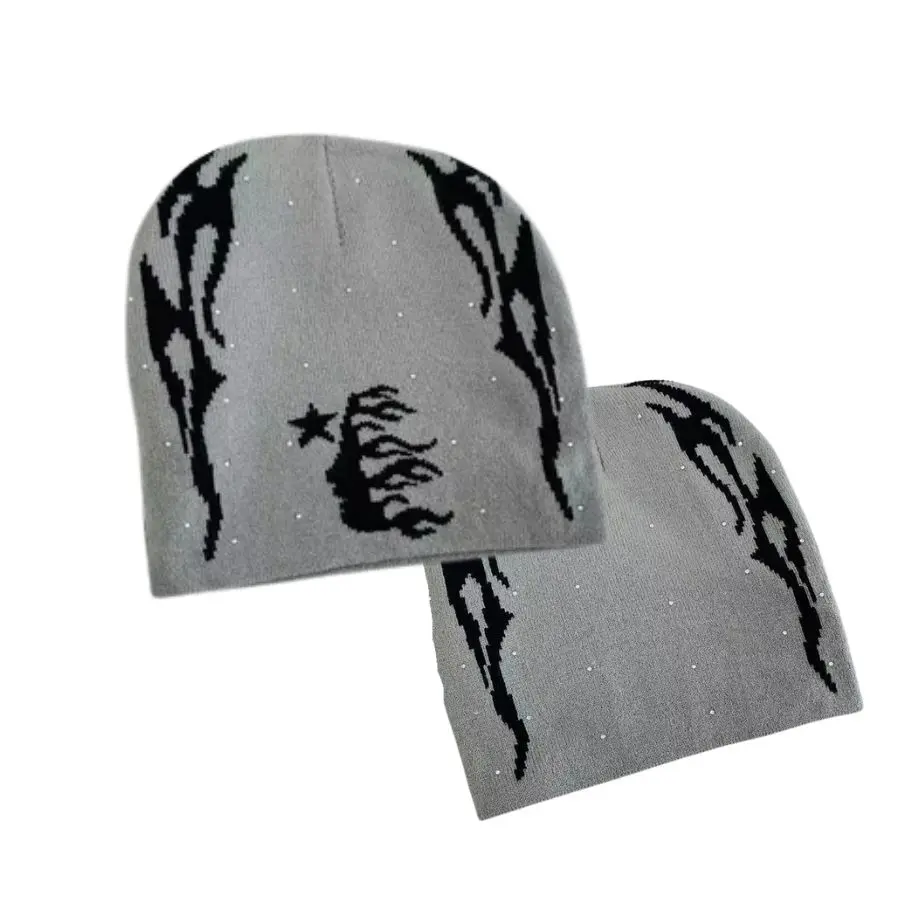 Hell-star Trendy unisex beanie hat with cool graphic design – soft knit, comfy fit, perfect for daily street looks