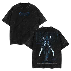 Limited Edition Sung Jiin-W0o Solo Leveling Anime Double Printed Oversize Lightweight Acid Washed Tee, Graphic Tee, Streetwear, Anime Shirt