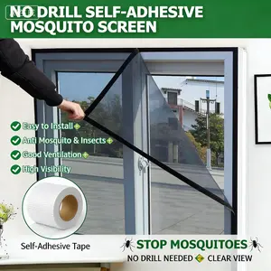 Drill-Free Self-Adhesive Window Screen, Mosquito Proof, Easy Installation, Economical, High Quality, Good Ventilation, PP Material, Cuttable, Home Use