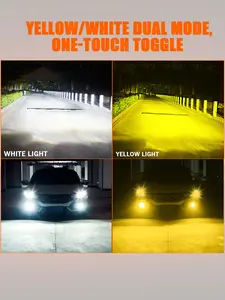 2pcs H11 LED Fog Light Bulbs, 3-Color Switchback (6000K White/4500K Warm/3000K Golden Yellow), 60000LM Super Bright, All-Weather Performance Fog Lamps, IP68 Waterproof, Pack of 2