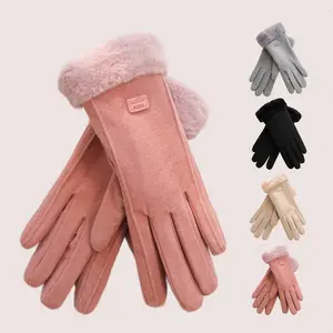 Women Touch Screen Gloves Fashion Mittens Autumn Winter Warm Thin Cashmere Solid Cycling Drive  Elegant Windproof