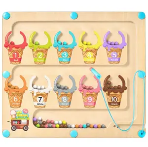 Ice Cream-MAGNETIC Counting Maze - Wooden Math Toy Learn Colors Numbers Ages 3-6 farm  busy  board